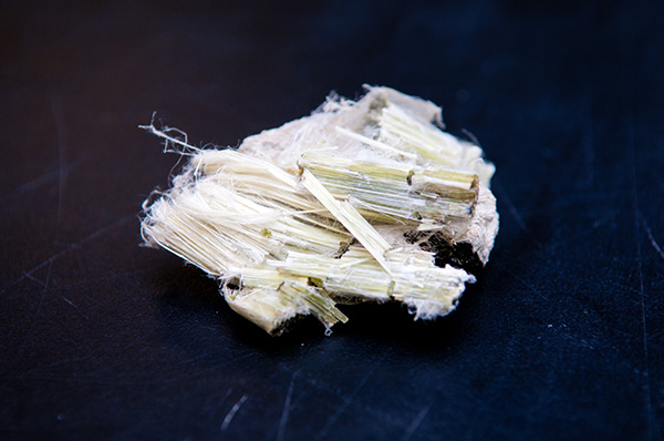 Asbestos fibers close up
